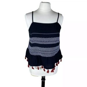 ANA boho festival faire tassel top spaghetti strap beach vacation